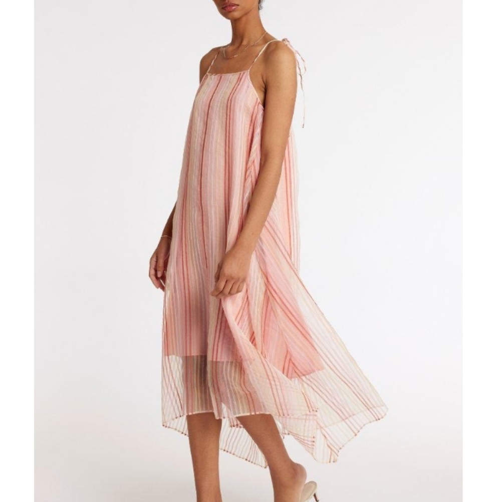 Joie Roisin Tie Strap Silk & Cotton Trapeze Dress - Picture 3 of 9